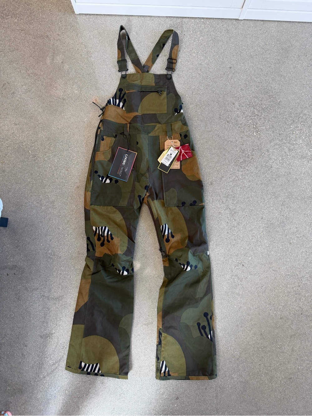 Burton camo green & brown bib snow pants